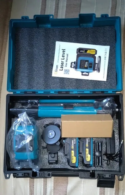 Niveau laser 4D 16 lignes 360° Gisam — Faisceau vert — Compatible Makita 18V — Coffret complet