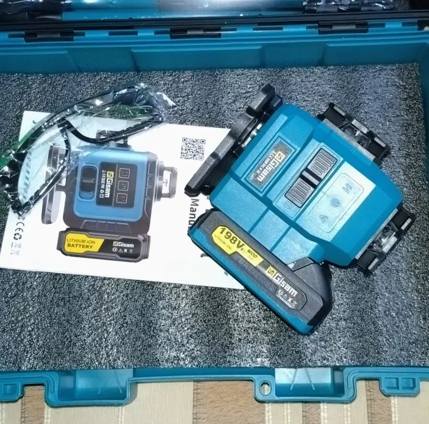Niveau laser 4D 16 lignes 360° Gisam — Faisceau vert — Compatible Makita 18V — Coffret complet