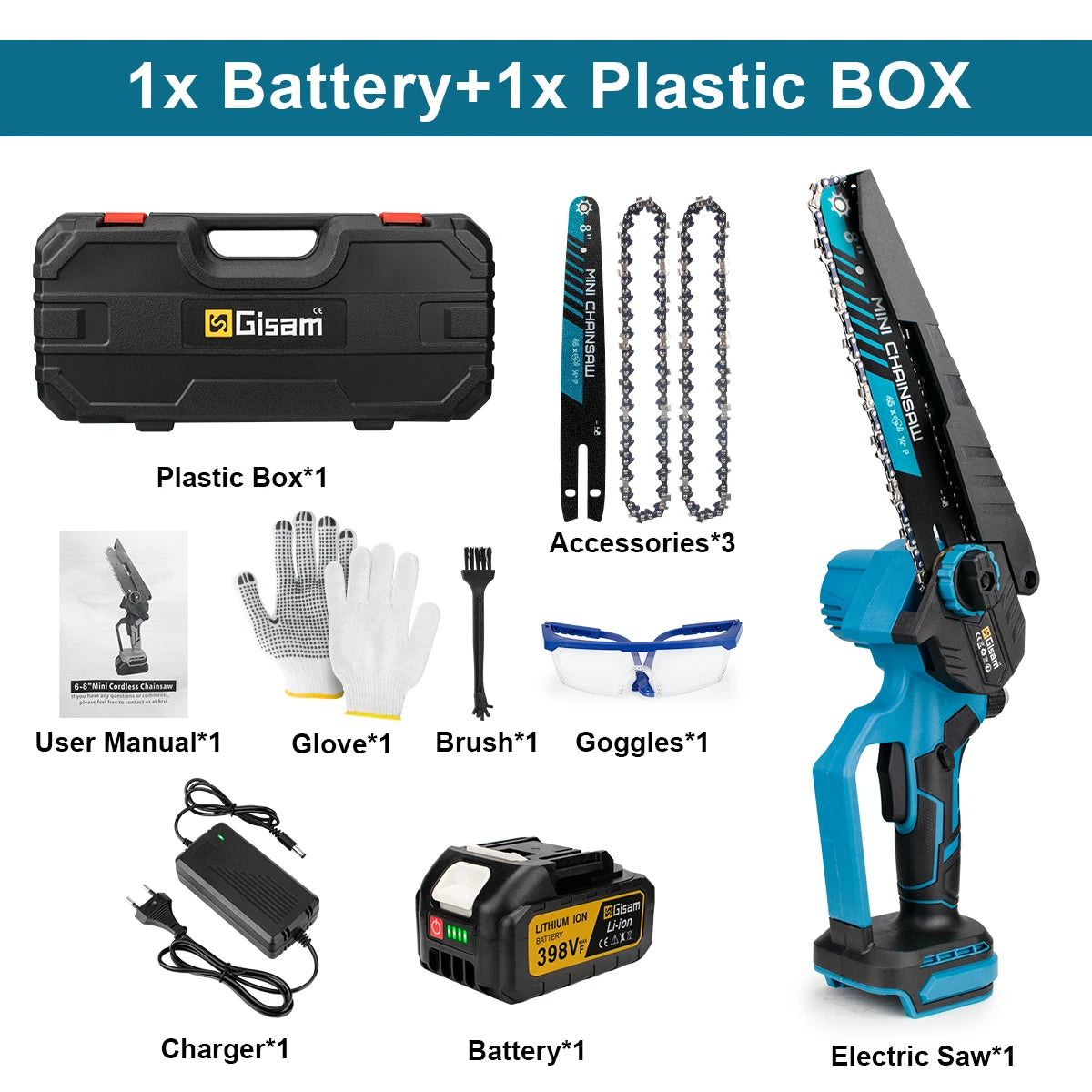 Mini tronçonneuse élagueuse sans fil 18V — 8 pouces — Moteur brushless — Coffret complet