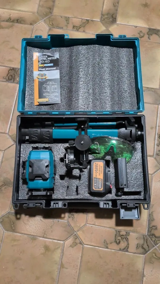 Niveau laser 4D 16 lignes 360° Gisam — Faisceau vert — Compatible Makita 18V — Coffret complet