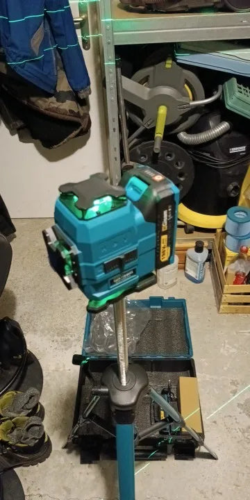 Niveau laser 4D 16 lignes 360° Gisam — Faisceau vert — Compatible Makita 18V — Coffret complet