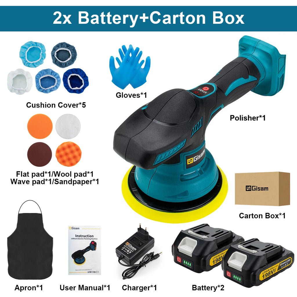 Polisseuse voiture sans fil 18V 8 vitesses Gisam — Compatible Makita — Coffret complet