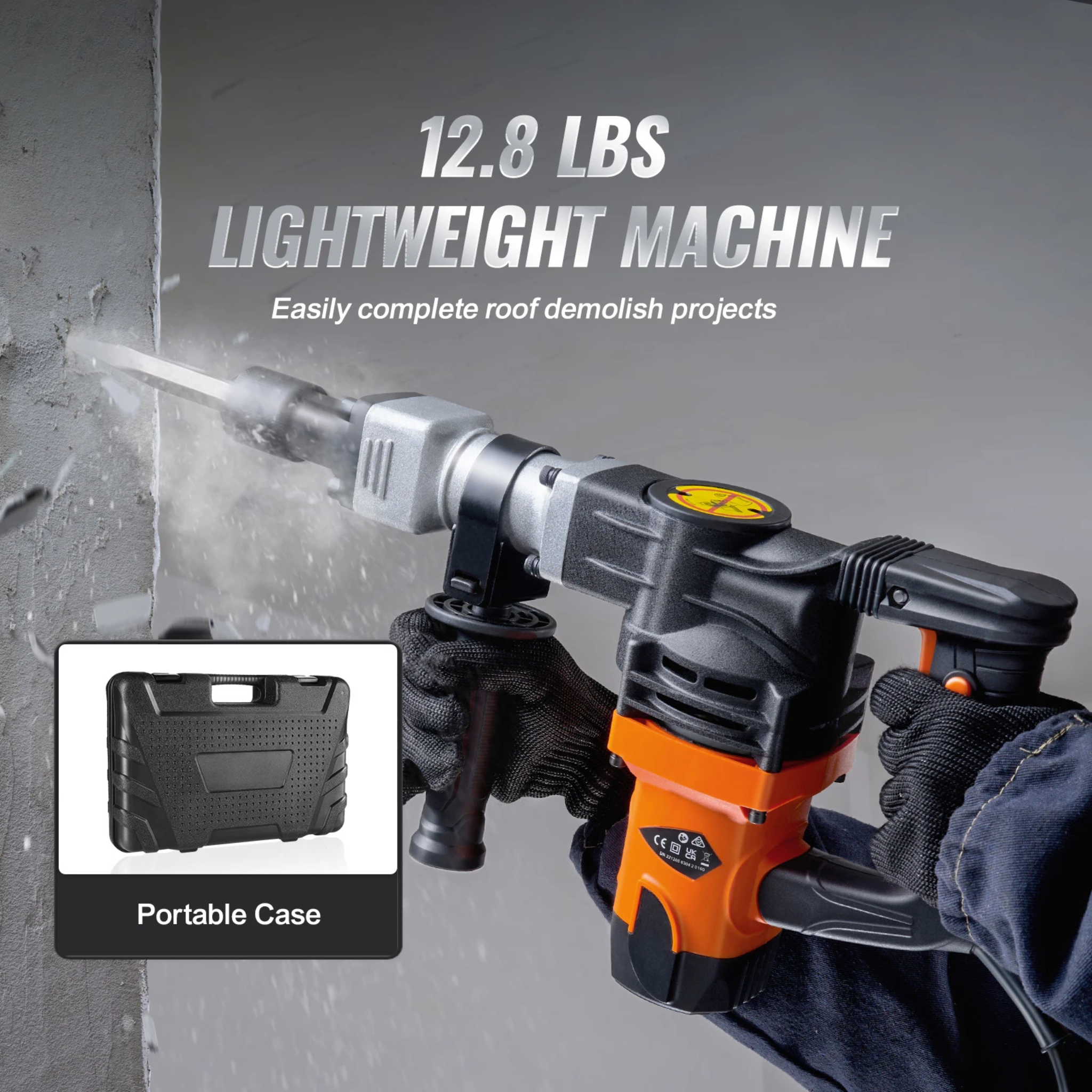 Marteau piqueur électrique 1400W — 2900 BPM — Coffret complet + 2 burins