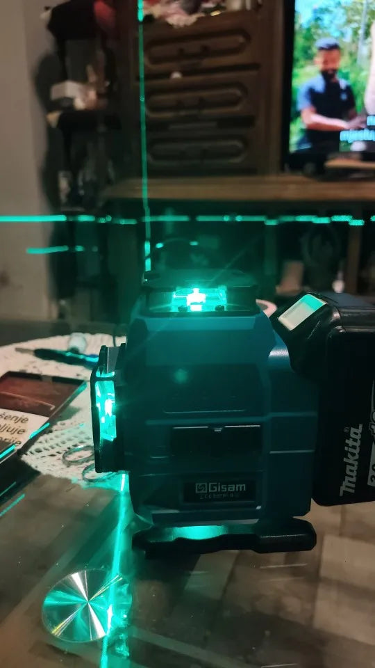 Niveau laser 4D 16 lignes 360° Gisam — Faisceau vert — Compatible Makita 18V — Coffret complet