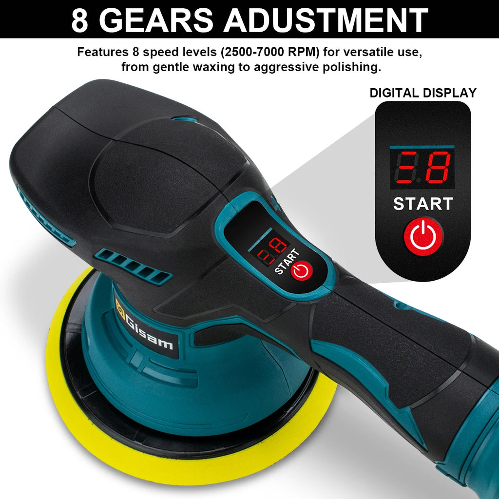 Polisseuse voiture sans fil 18V 8 vitesses Gisam — Compatible Makita — Coffret complet