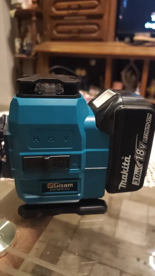 Niveau laser 4D 16 lignes 360° Gisam — Faisceau vert — Compatible Makita 18V — Coffret complet