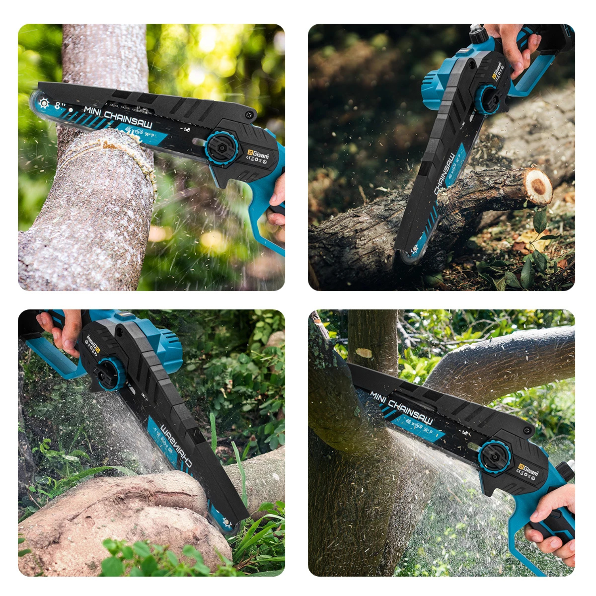 Mini tronçonneuse élagueuse sans fil 18V — 8 pouces — Moteur brushless — Coffret complet