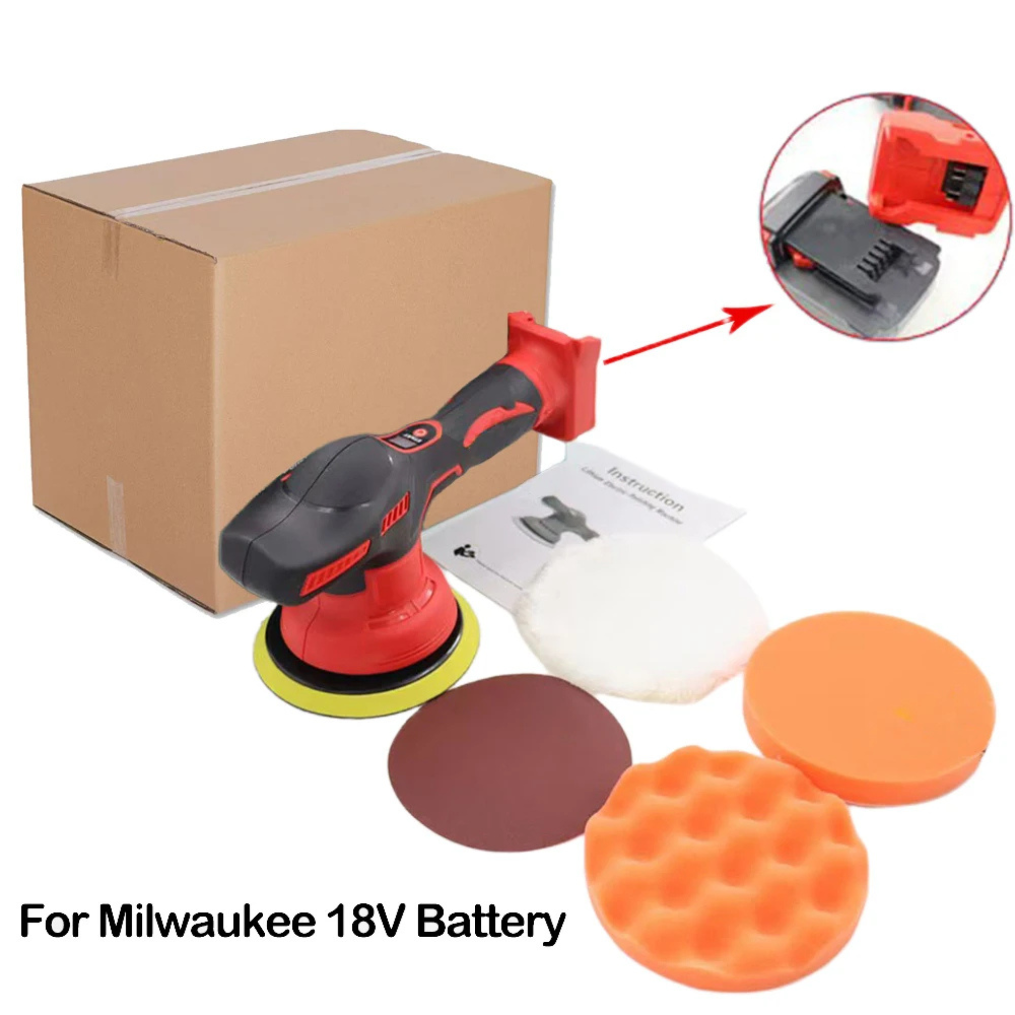 Polisseuse sans fil 18V — 8 vitesses — Compatible Makita / Dewalt / Milwaukee — Sans batterie