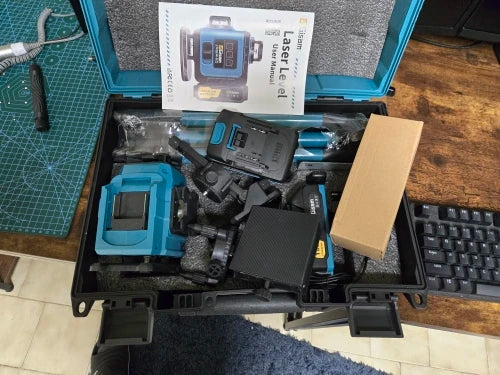 Niveau laser 4D 16 lignes 360° Gisam — Faisceau vert — Compatible Makita 18V — Coffret complet