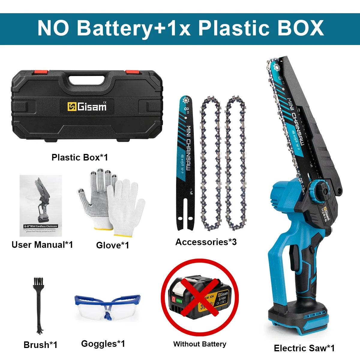 Mini tronçonneuse élagueuse sans fil 18V — 8 pouces — Moteur brushless — Coffret complet
